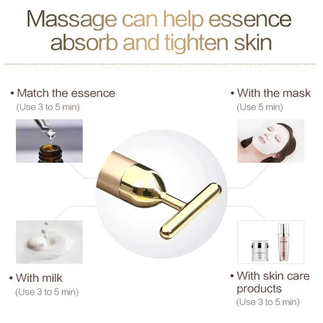 24k Gold Face Lift Bar Roller Vibration Slimming Massager Facial Stick