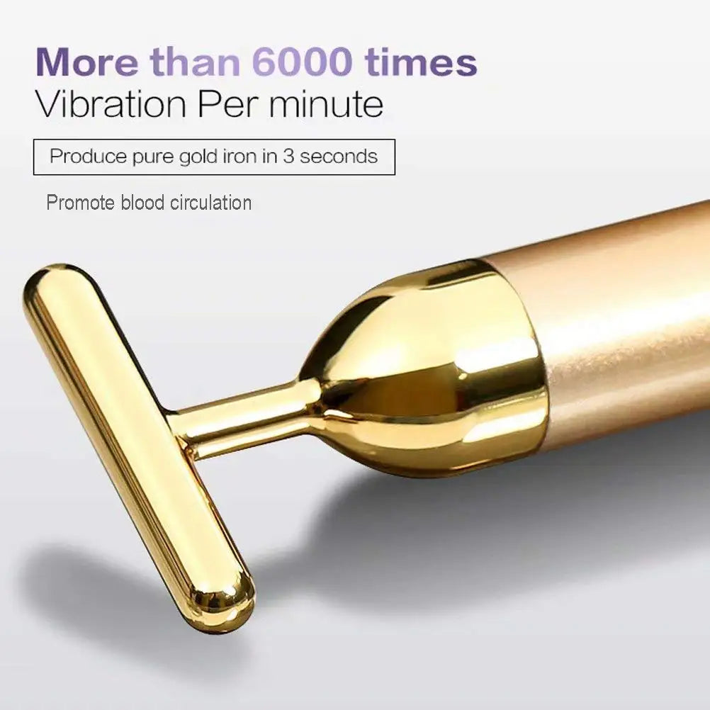 24k Gold Face Lift Bar Roller Vibration Slimming Massager Facial Stick