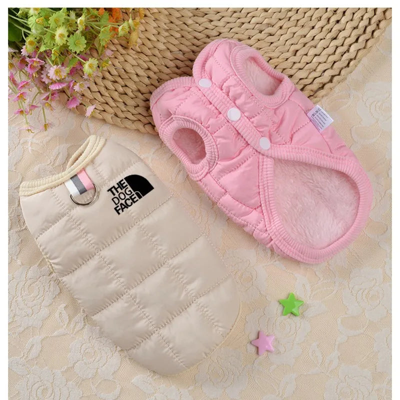 Designer Trendy Dog Clothes Winter Warm Pet Coat Small Medium Dog Face