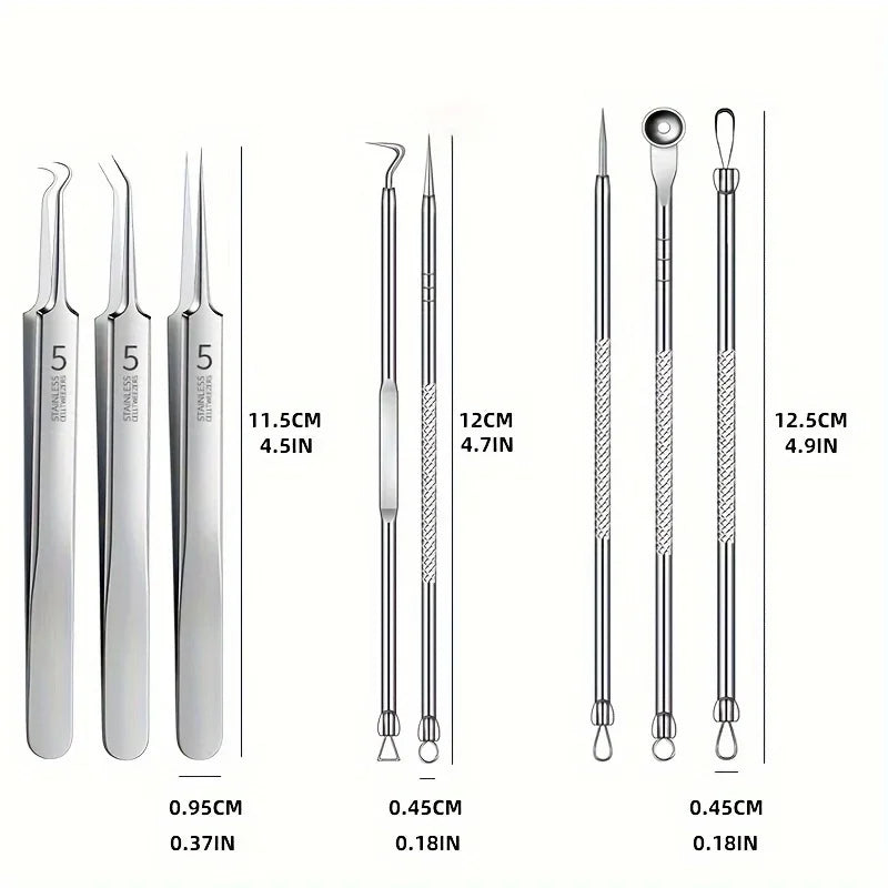 1/3/8pcs Stainless Steel Blackhead Removal Tool Set, Blackhead Clip,