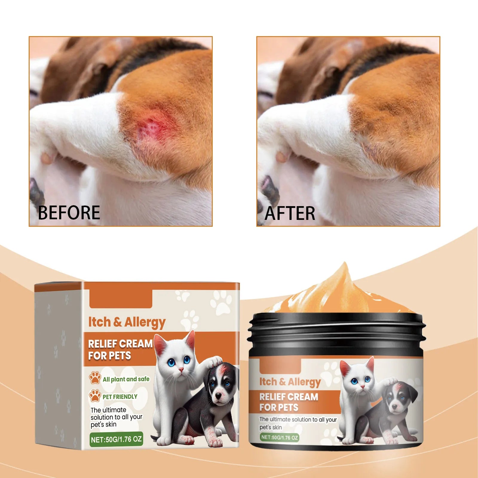 Pet Allergy and Itch Relief Cream for Dogs Cats Skin Health Care Cream