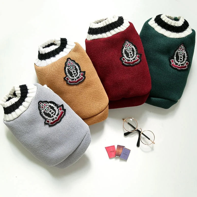 Pet Solid Costume  Cat Clothes Autumn Winter Jacket Christmas Sweater