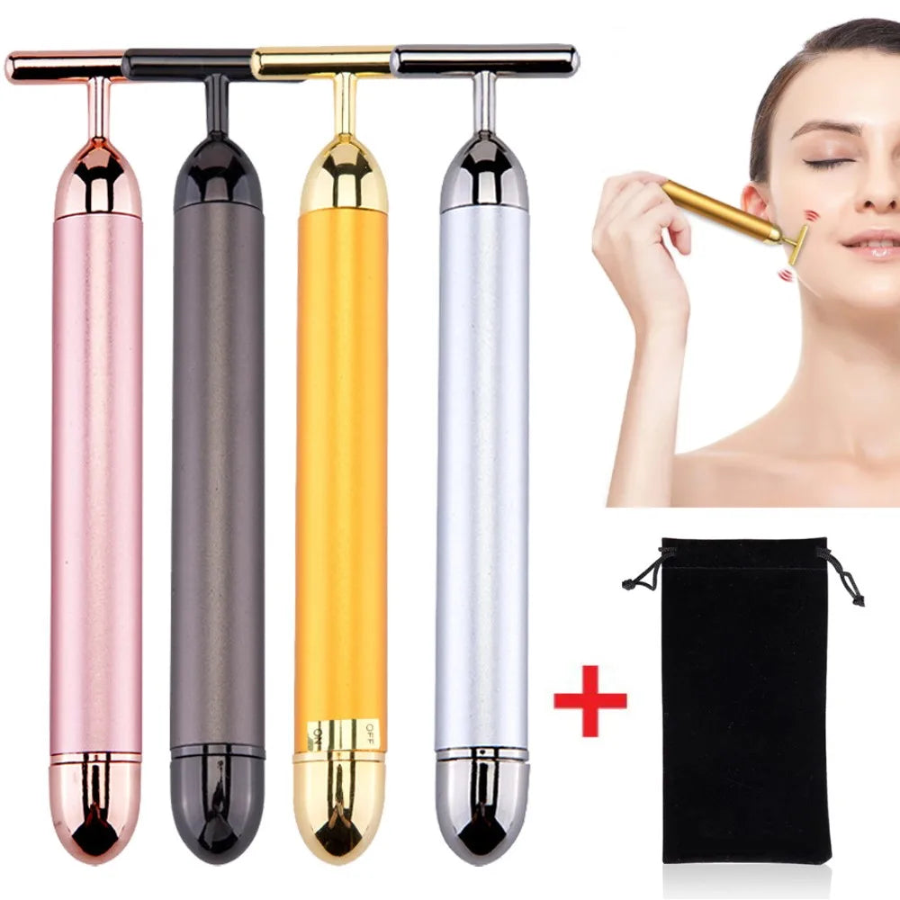 24k Gold Face Lift Bar Roller Vibration Slimming Massager Facial Stick