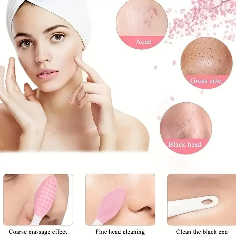 1PC/4PCS Beauty Skin Care Wash Face Silicone Brush Exfoliating Nose