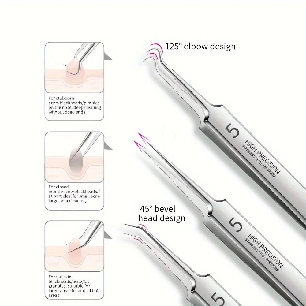 1/3/8pcs Stainless Steel Blackhead Removal Tool Set, Blackhead Clip,